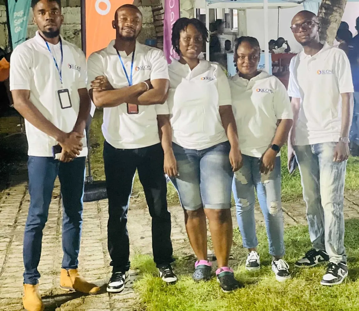 SLONEC staff in team T-shirts at the Oktoba Carnival