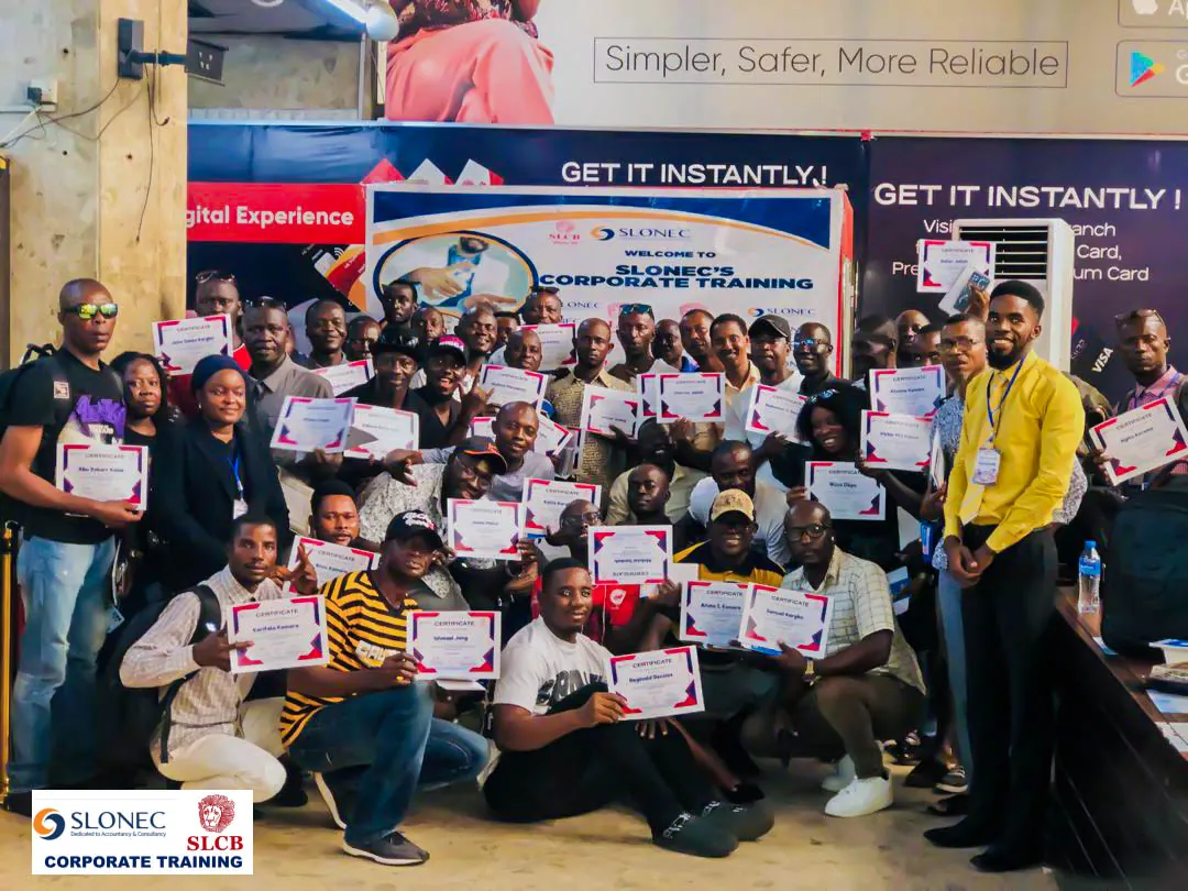 SLCB staff holding certificates after SLONEC's corporate training