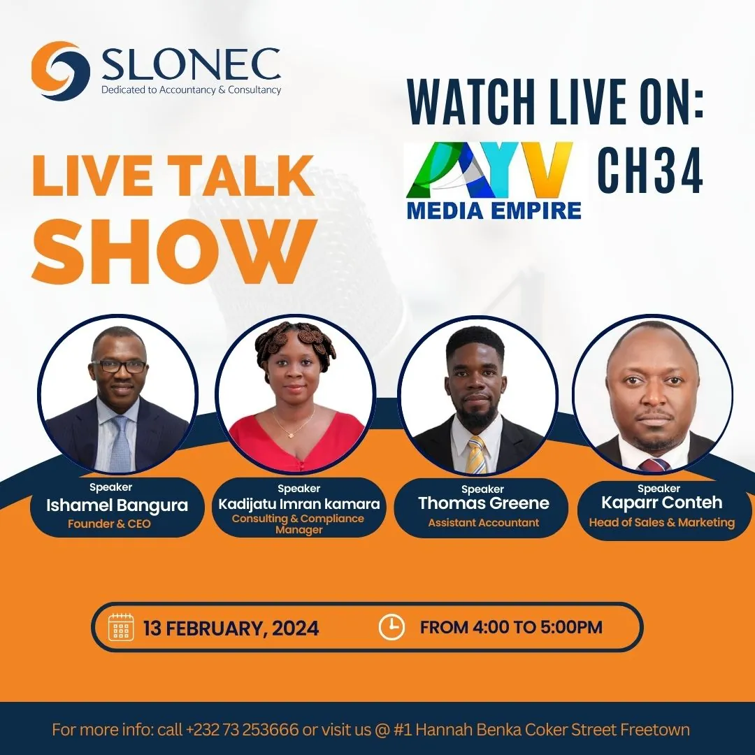Poster for the SLONEC Live Talk Show on AYV Media Empire channel 34, 13 February 2024