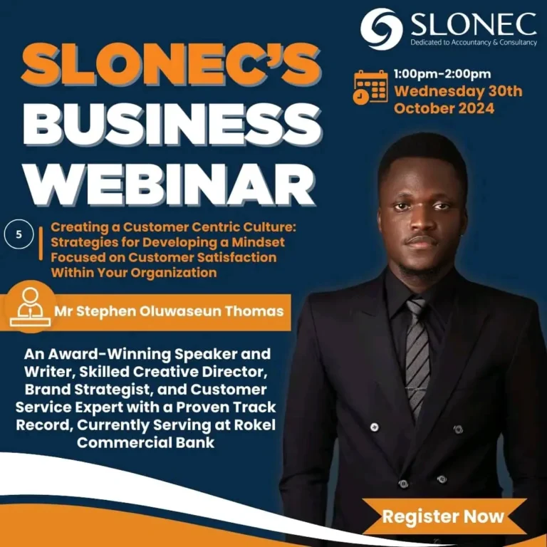 SLONEC Business Webinar poster: Creating a Customer-Centric Culture, 30 October 2024