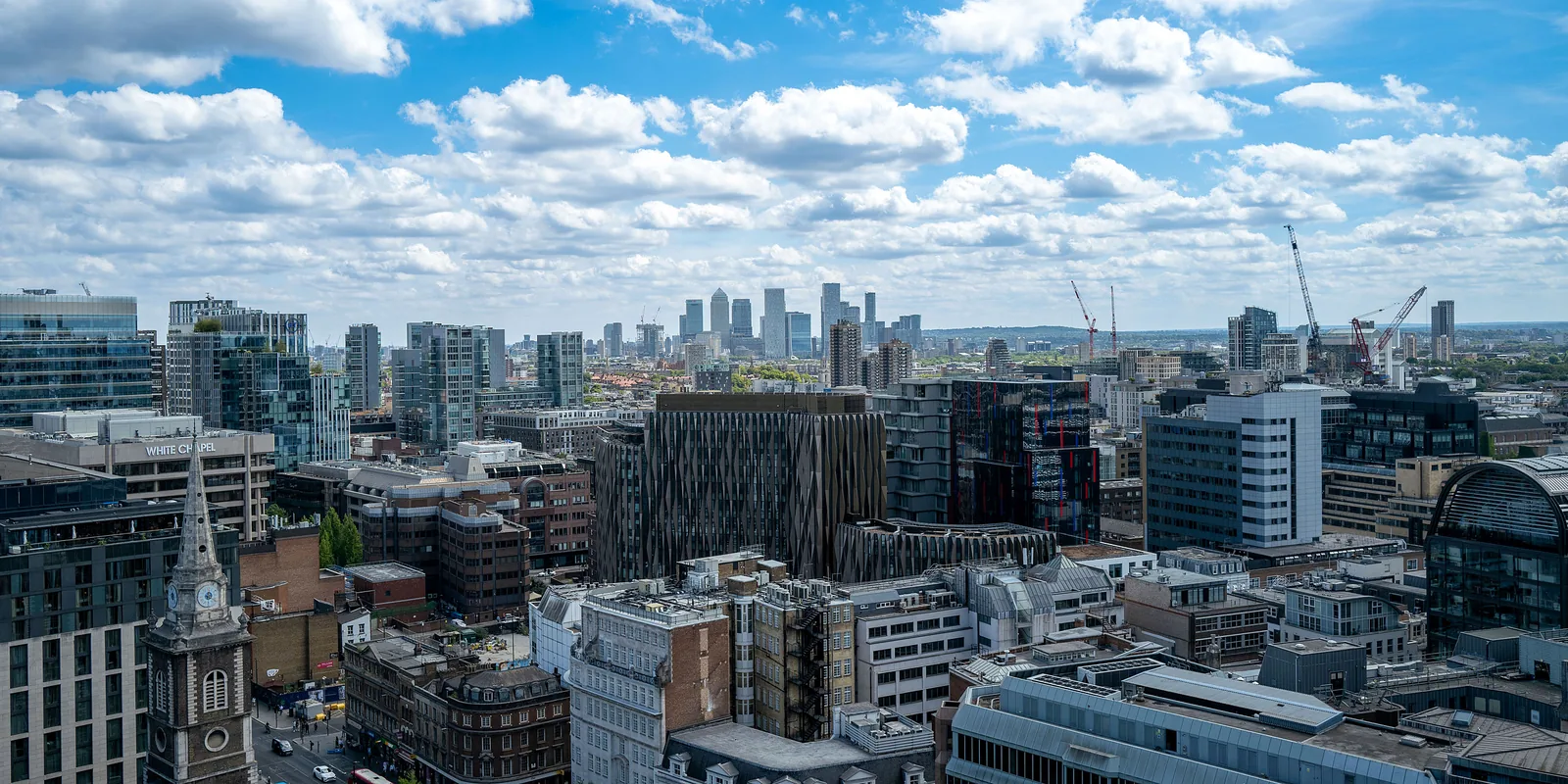 The London skyline on a clear, sunny day