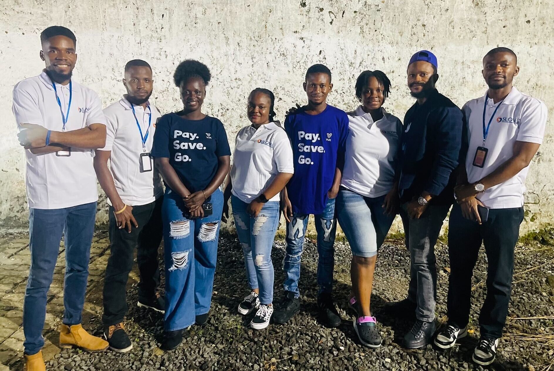 The SLONEC team together at a community event in Freetown