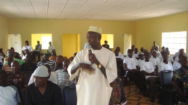 Community members at a co-management signing ceremony in Sierra Leone