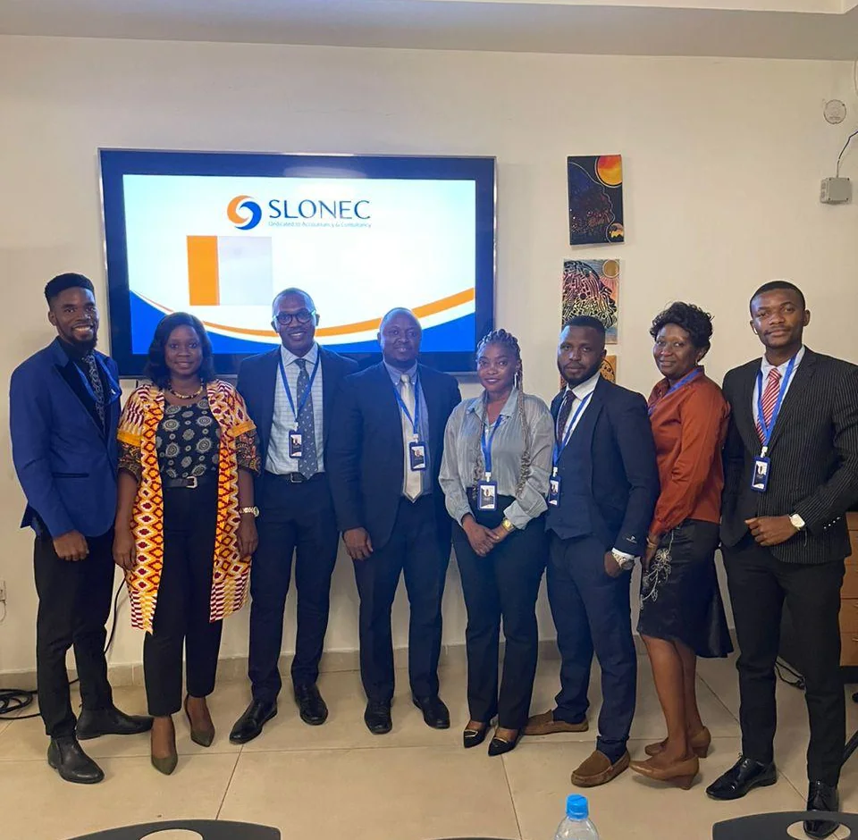 SLONEC team at the press conference, Swiss Hotel, Freetown