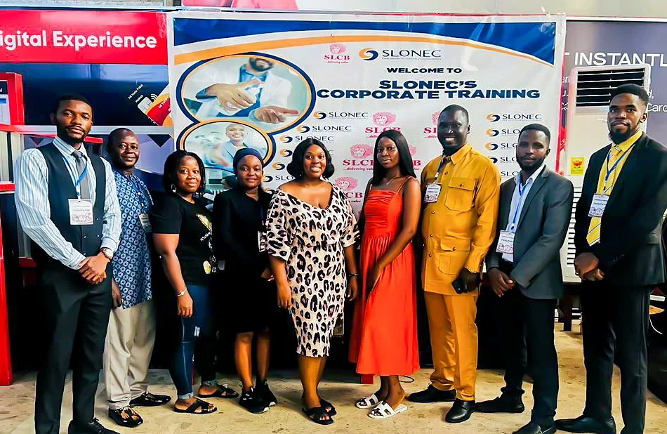 The SLONEC team at a SLONEC corporate training programme in Freetown